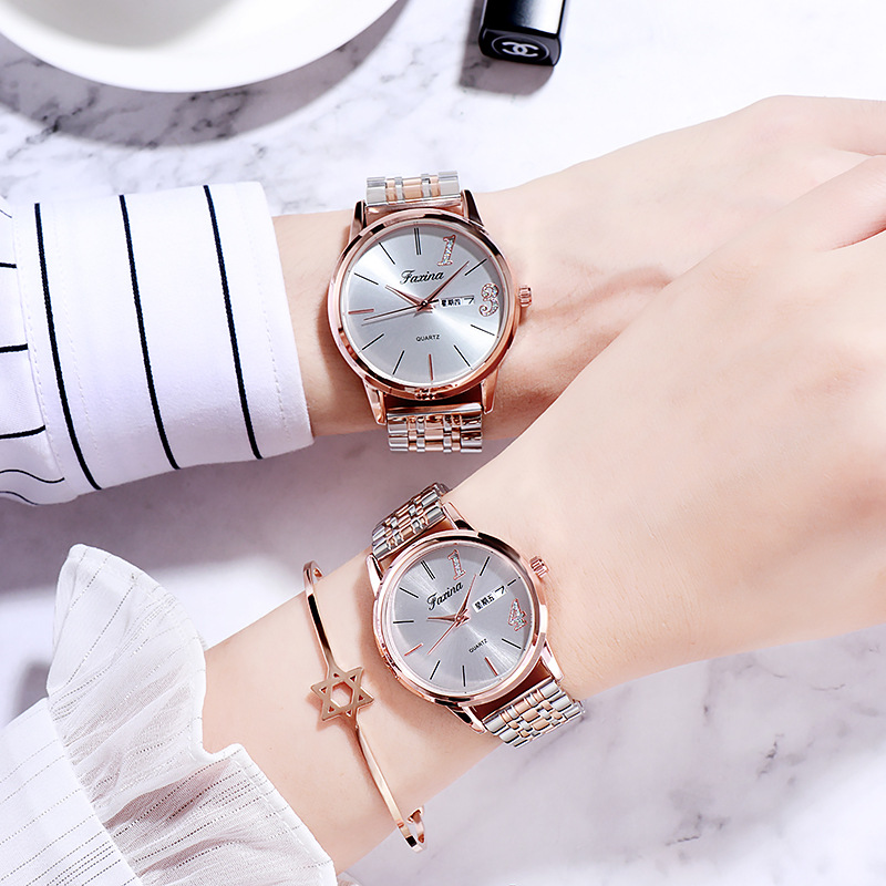Fasina Lifetime New Couple 1314 Lover’s Life Fashionable Waterproof Quartz Watch Steel Band Women’s Watch zybercart.com