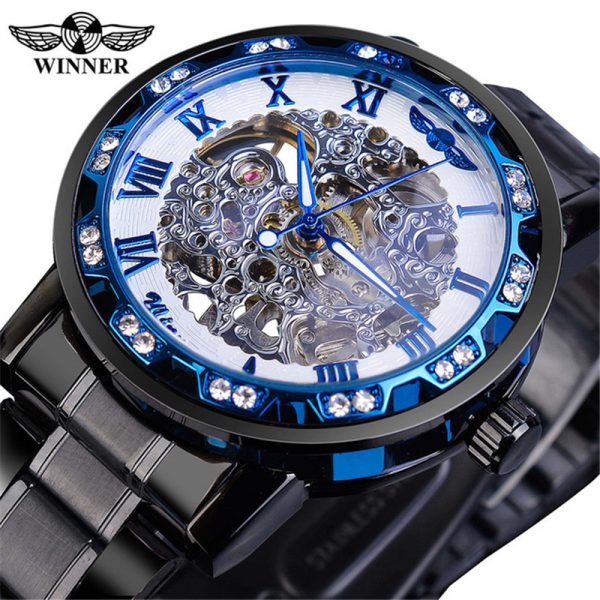 Winner watch a men's fashion casual classic explosion model hollow diamond manual mechanical men's watch