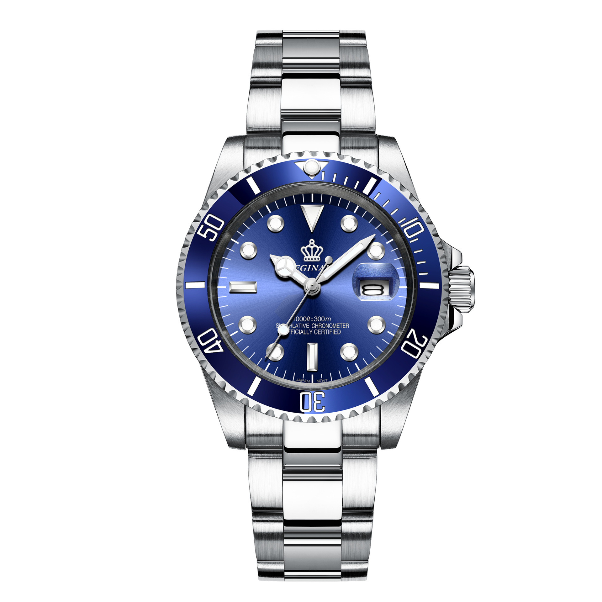 Men’s watch blue water ghost calendar watch high-end simple cross-border waterproof stainless steel rotating bezel student sports watch zybercart.com