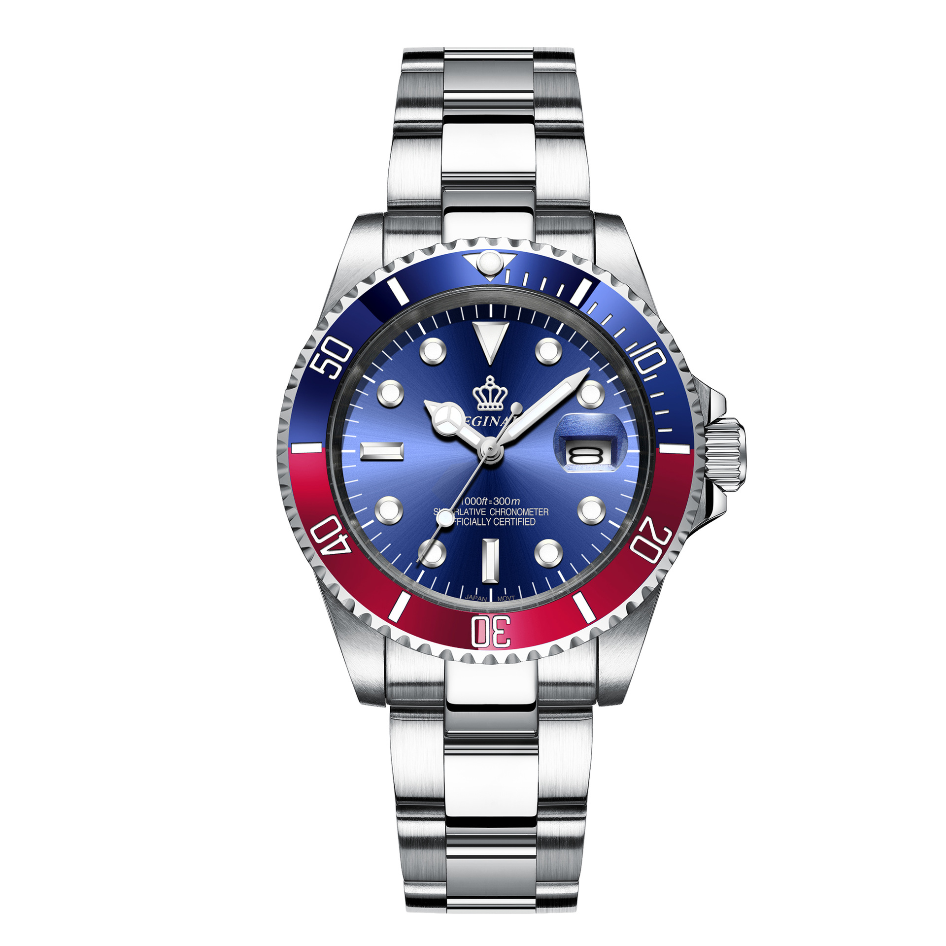 Men’s watch blue water ghost calendar watch high-end simple cross-border waterproof stainless steel rotating bezel student sports watch zybercart.com