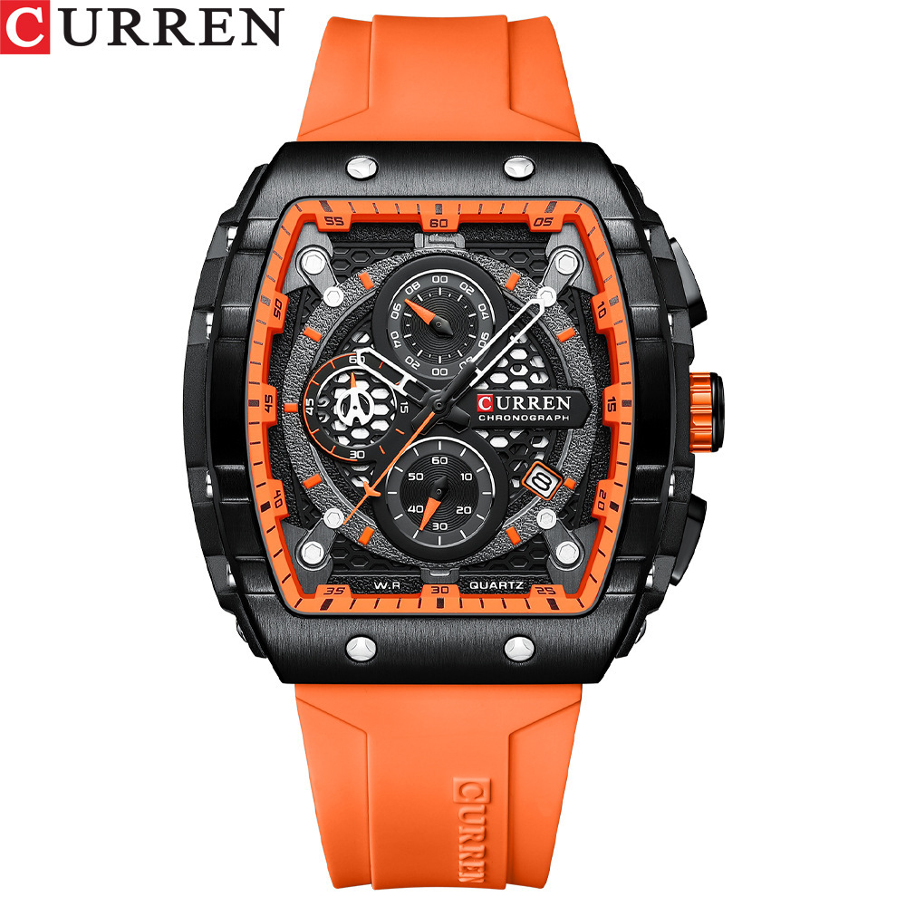 CURREN 8442 men’s waterproof six-pin quartz calendar tape men’s multi-function watch men’s watch zybercart.com