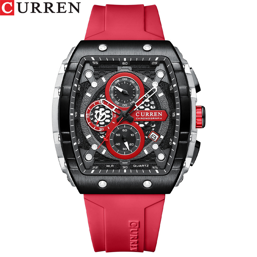CURREN 8442 men’s waterproof six-pin quartz calendar tape men’s multi-function watch men’s watch zybercart.com