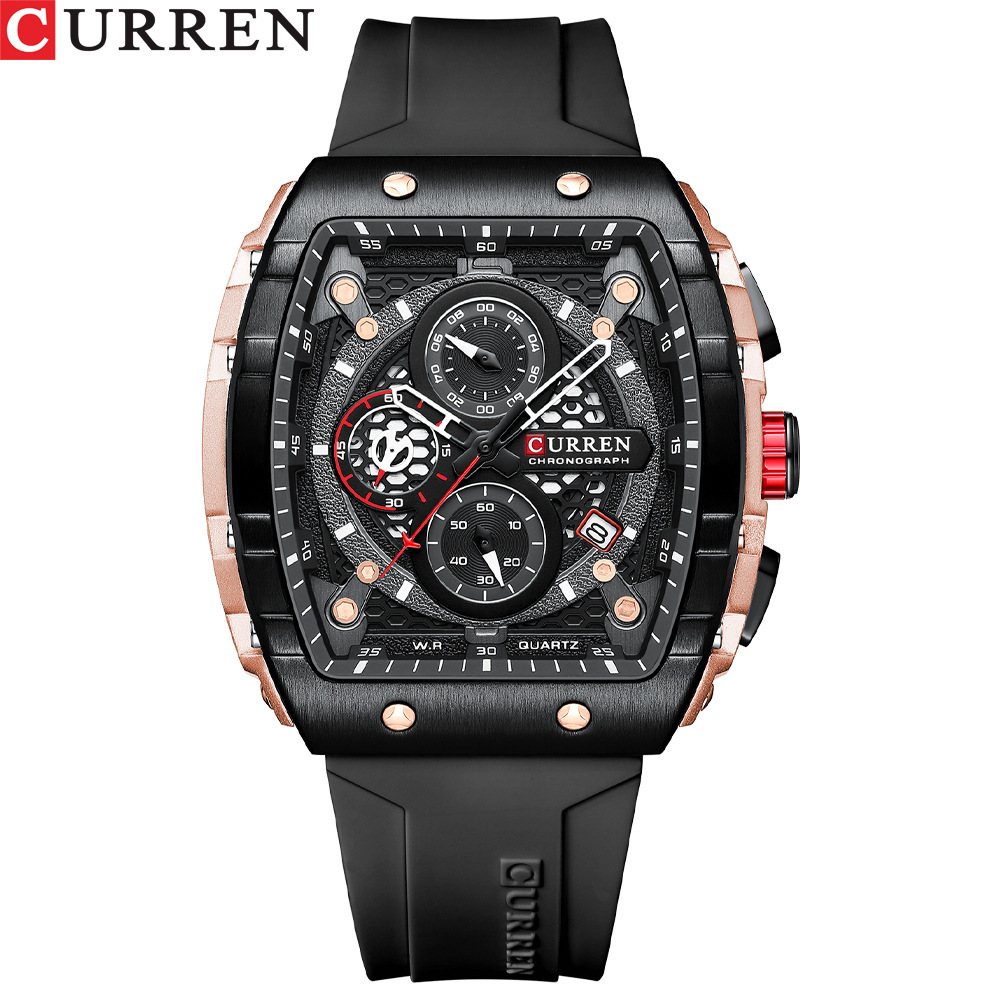 CURREN 8442 men’s waterproof six-pin quartz calendar tape men’s multi-function watch men’s watch zybercart.com