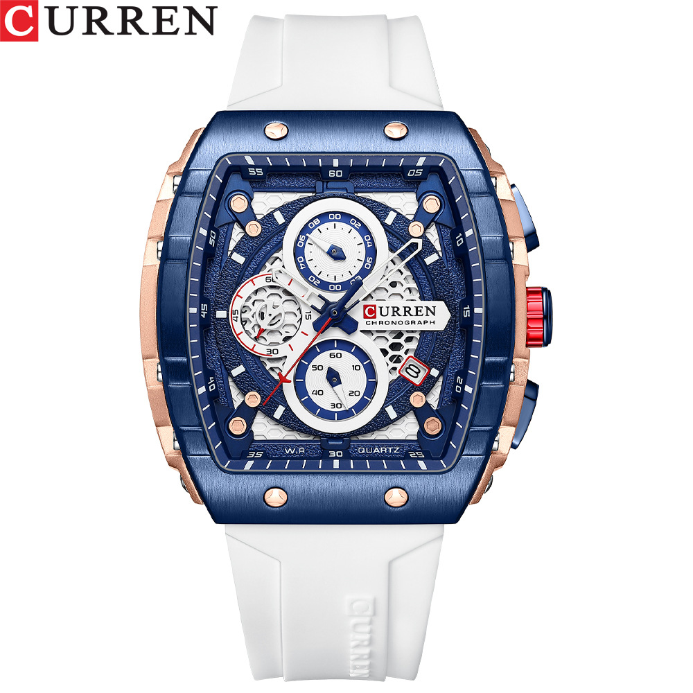 CURREN 8442 men’s waterproof six-pin quartz calendar tape men’s multi-function watch men’s watch zybercart.com