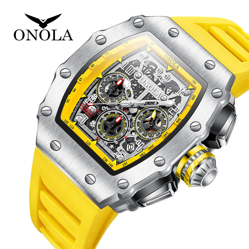 High-quality explosive ONOLA vibrato live multi-function waterproof men’s watch silicone band sports quartz men’s watch zybercart.com