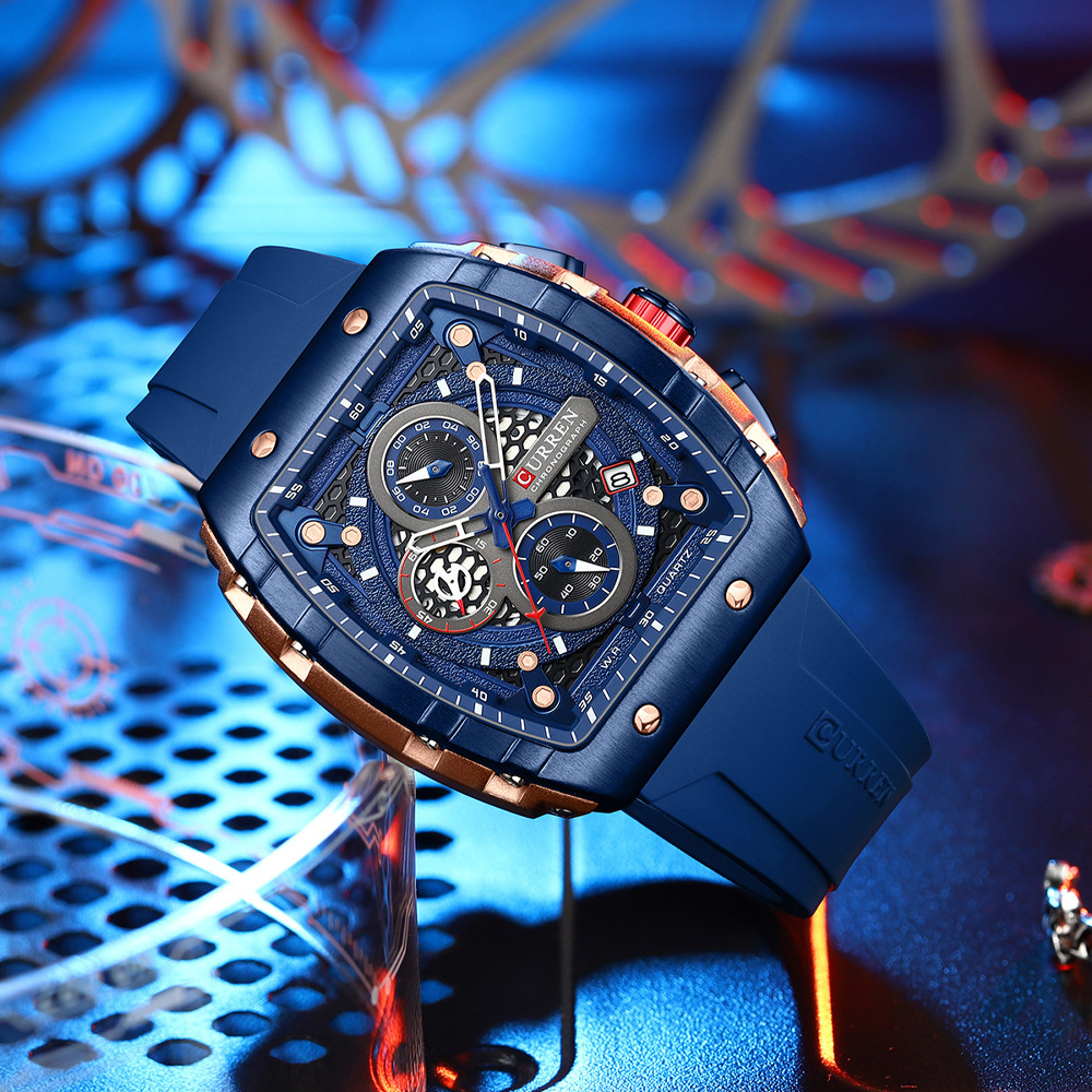 CURREN 8442 men’s waterproof six-pin quartz calendar tape men’s multi-function watch men’s watch zybercart.com