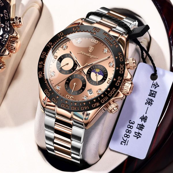 Swiss brand multifunctional solid steel strap men's watch waterproof men's watch live broadcast foreign trade hot sale