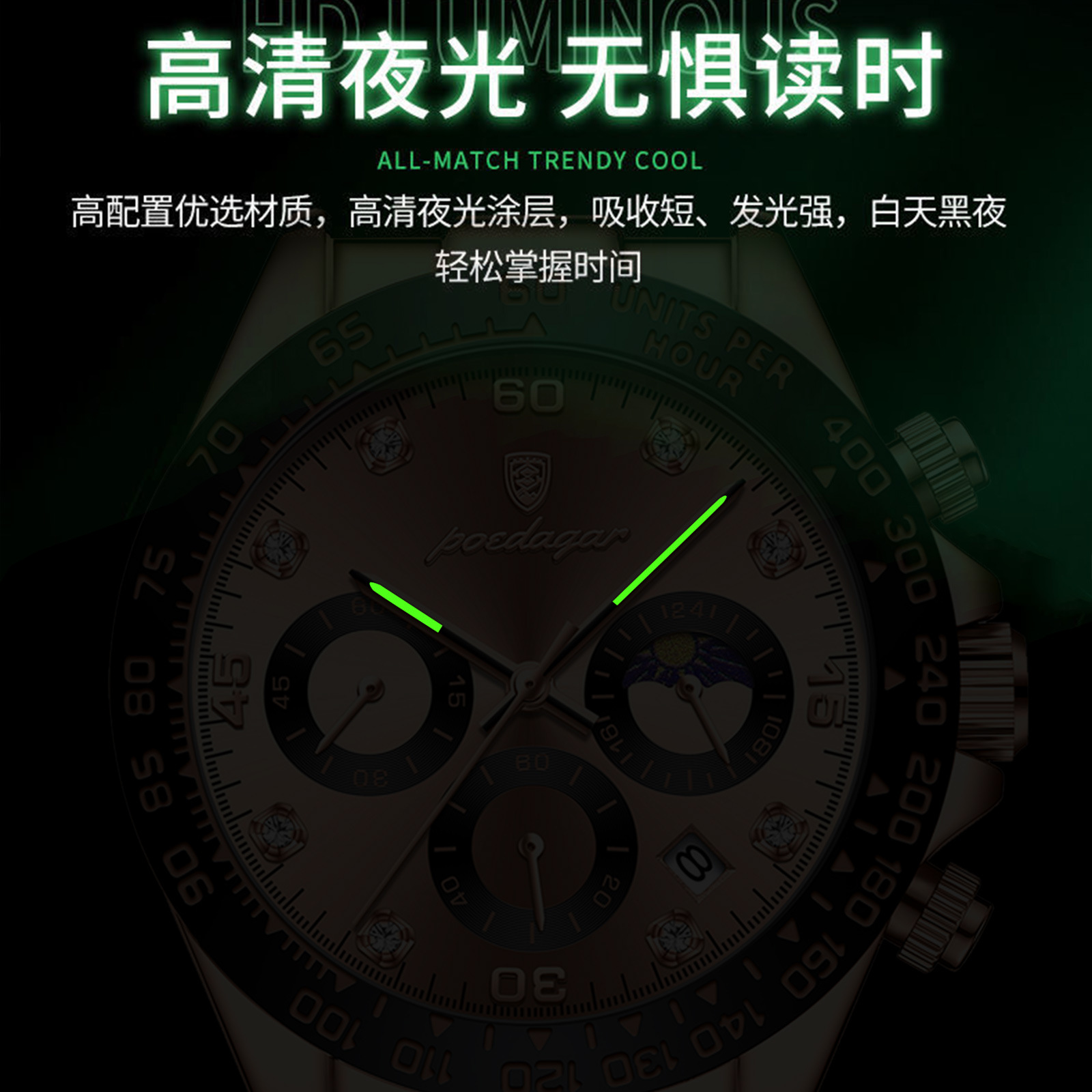 Swiss brand multifunctional solid steel strap men’s watch waterproof men’s watch live broadcast foreign trade hot sale zybercart.com