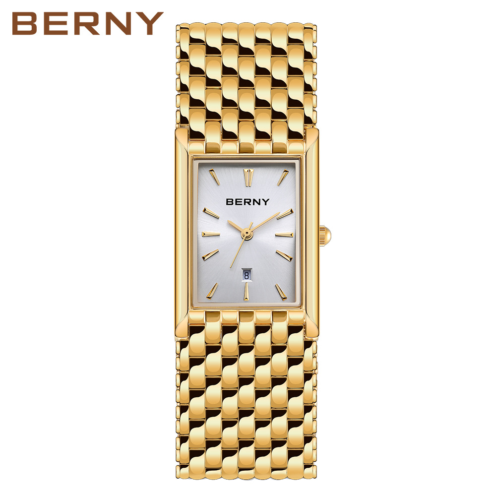 Bernie brand hot selling ultra-thin gold quartz watch rectangular men’s watch stainless steel band waterproof women’s watch zybercart.com Bernie brand hot selling ultra-thin gold quartz watch rectangular men’s watch stainless steel band waterproof women’s watch zybercart.com Extras