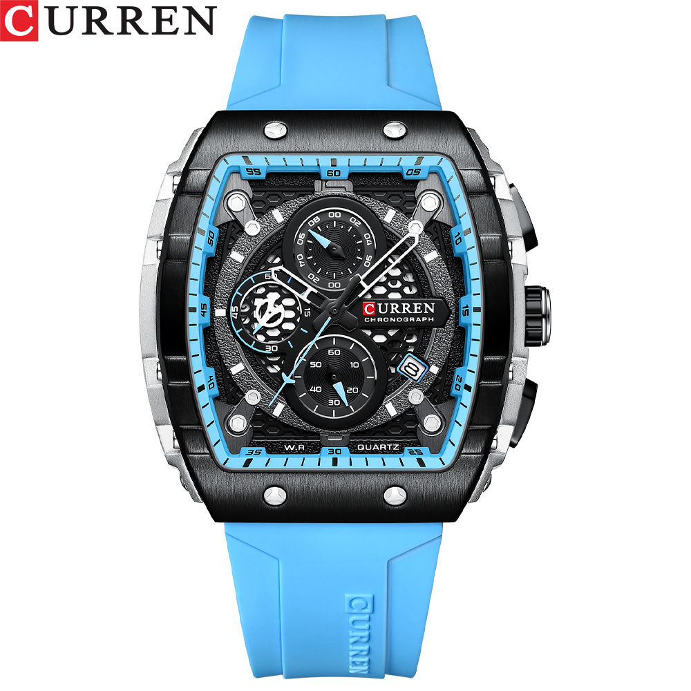 CURREN 8442 men’s waterproof six-pin quartz calendar tape men’s multi-function watch men’s watch zybercart.com