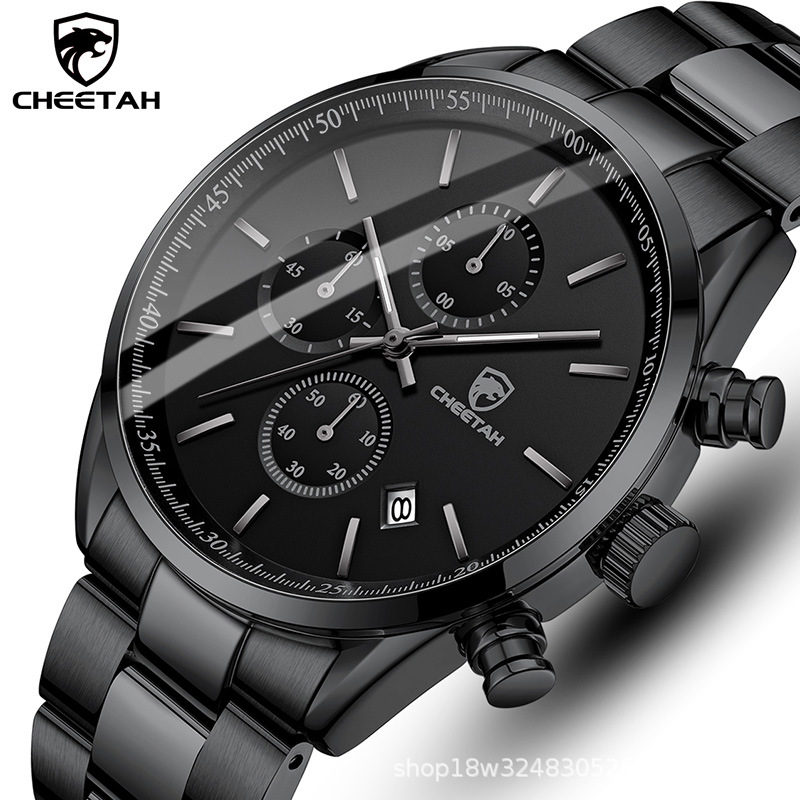CHEETAH watch business casual men’s watch multi-function waterproof quartz watch steel strap men’s watch calendar zybercart.com Extras
