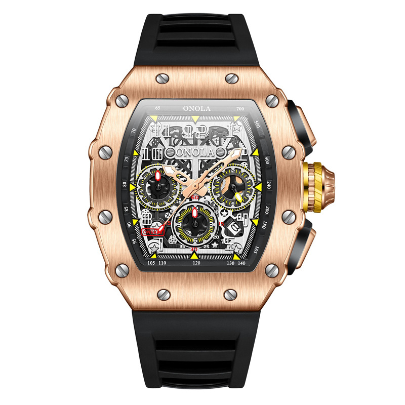 High-quality explosive ONOLA vibrato live multi-function waterproof men’s watch silicone band sports quartz men’s watch zybercart.com