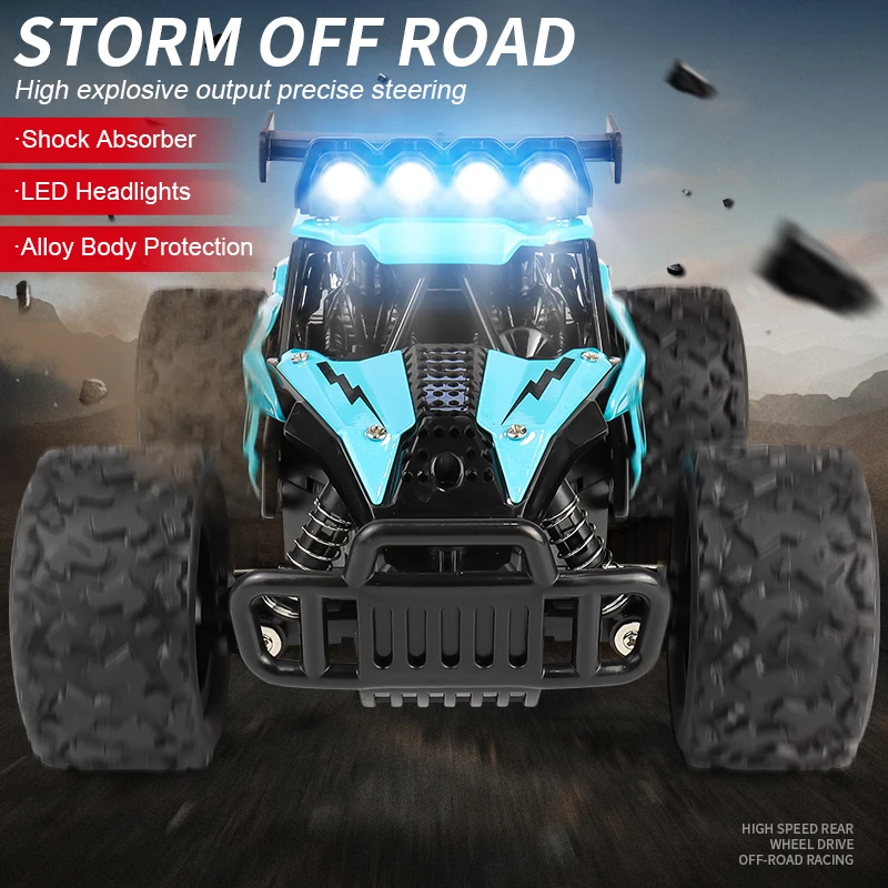 Remote Control Car RC Drift Racing 1:16 Vehicle Off Road Alloy 2.4G Radio High-Speed Trucks With LED Light Climbing Gift Kid Toy zybercart.com