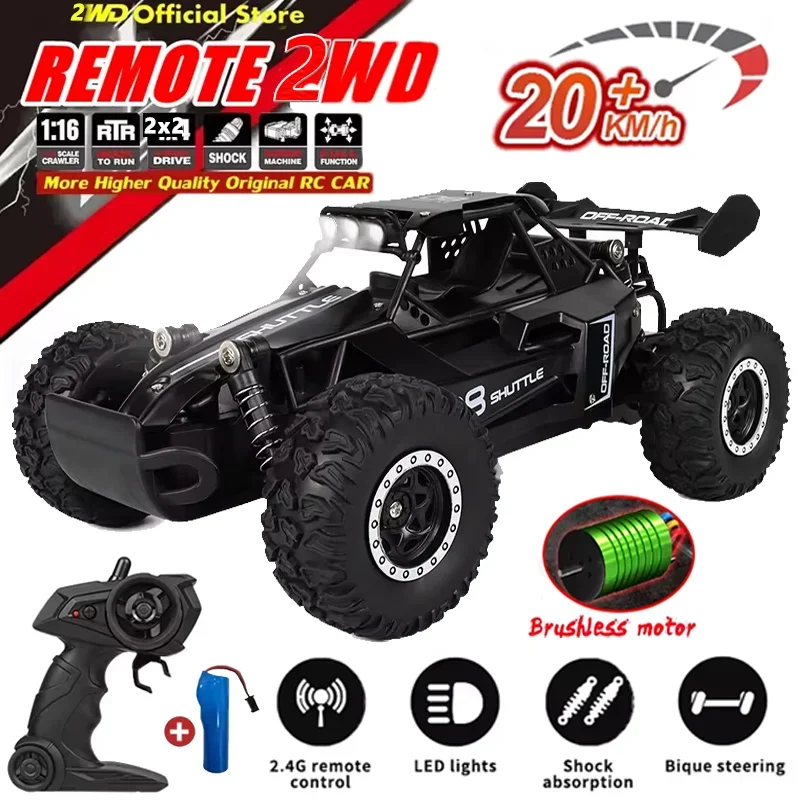 RC Car 2.4Gh Model With LED Lights 2WD High Speed Off-road Remote Control Climbing Vehicle Outdoor Cars Drift Kid Toys Boys Gift zybercart.com