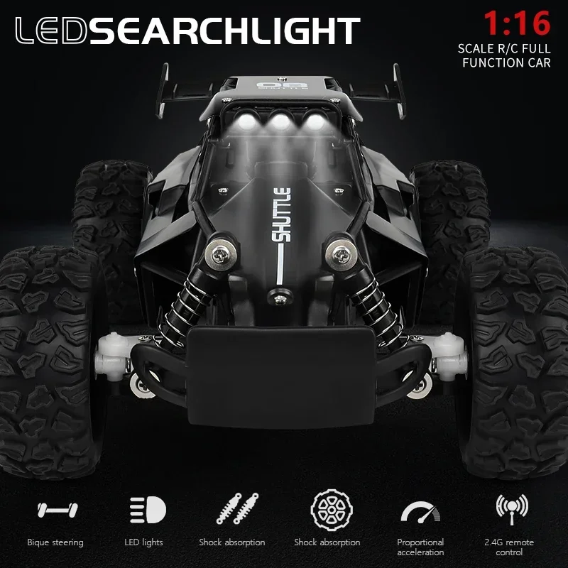 RC Car 2.4Gh Model With LED Lights 2WD High Speed Off-road Remote Control Climbing Vehicle Outdoor Cars Drift Kid Toys Boys Gift zybercart.com