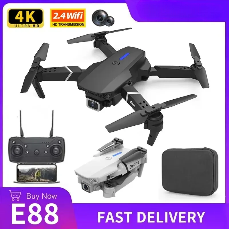 2024 E88 Pro WIFI FPV Drone, Wide Angle 4K/1080P HD Camera, Height Hold, Foldable RC Quadcopter Helicopter Toy Gift zybercart.com