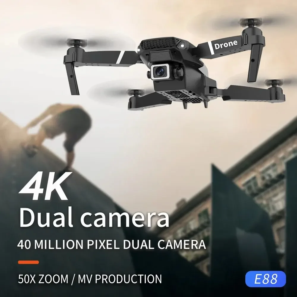 2024 E88 Pro WIFI FPV Drone, Wide Angle 4K/1080P HD Camera, Height Hold, Foldable RC Quadcopter Helicopter Toy Gift zybercart.com