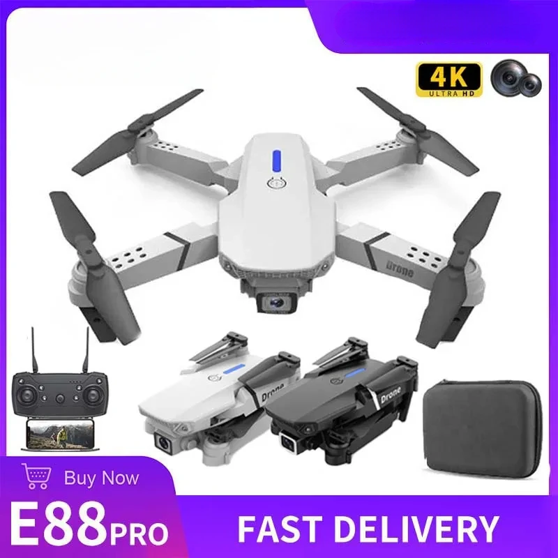 2023 E88 Pro WIFI FPV Drone Wide Angle HD 4K Camera Quadcopter Height Hold RC Foldable Dron Toys Gift zybercart.com