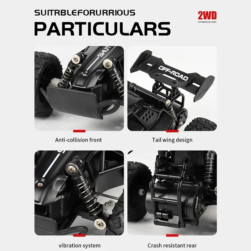 RC Car 2.4Gh Model With LED Lights 2WD High Speed Off-road Remote Control Climbing Vehicle Outdoor Cars Drift Kid Toys Boys Gift zybercart.com