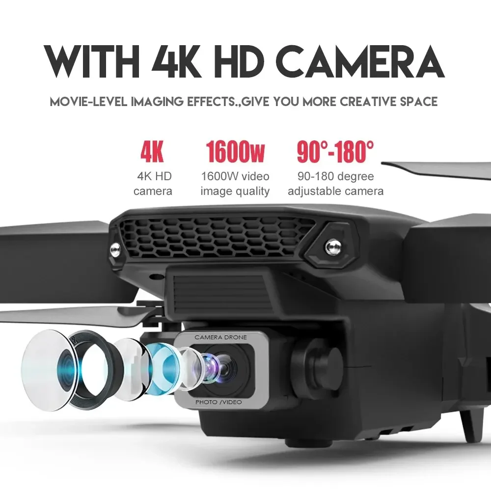 2024 E88 Pro WIFI FPV Drone, Wide Angle 4K/1080P HD Camera, Height Hold, Foldable RC Quadcopter Helicopter Toy Gift zybercart.com