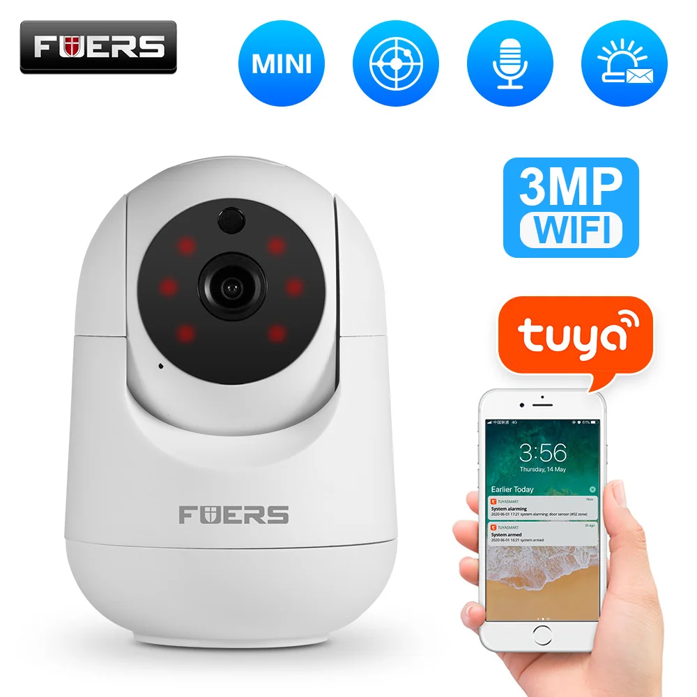 Fuers 5MP IP Camera Tuya Smart Home Indoor WiFi Wireless Surveillance Camera Automatic Tracking CCTV Security Baby Pet Monitor zybercart.com