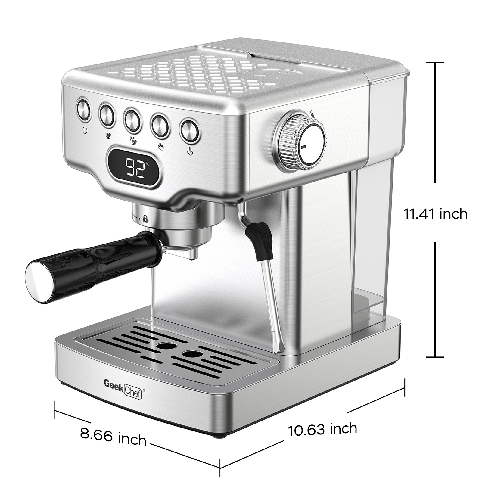 Geek Chef Espresso Machine, 20 Bar Espresso Machine With Milk Frother For Latte, Cappuccino, Macchiato, For Home Espresso Maker, 1.8L Water Tank, Stainless Steel, Ban On Amazon zybercart.com Devices