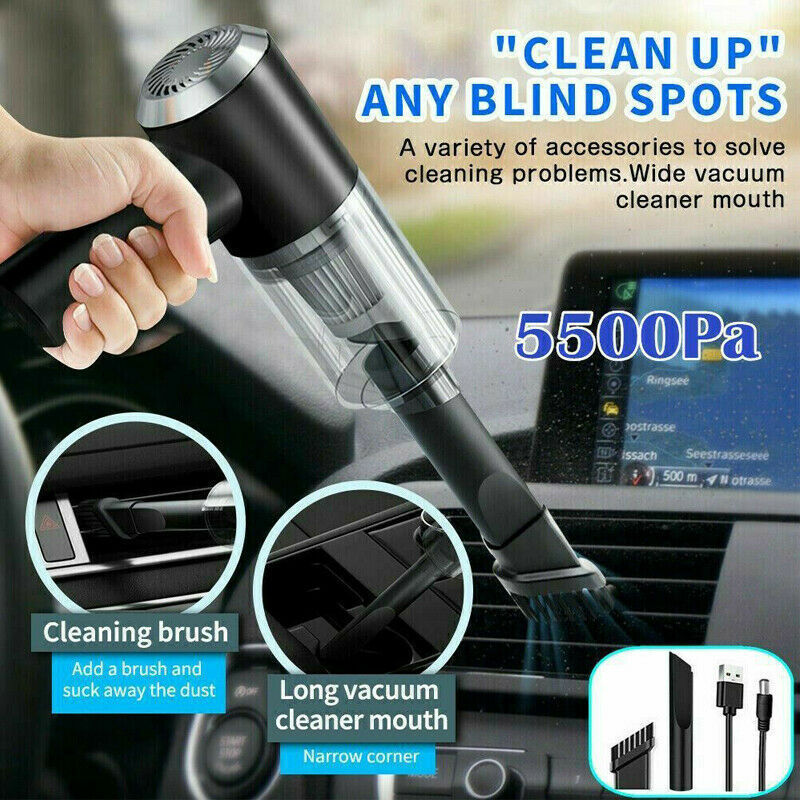 Portable Car Vacuum Cleaner, Handheld Vacuum High Power Cordless, Hand Vacuum Rechargeable Easy To Clean Car Interior, Desktop, Sofa, Keyboard, Drawer And Crevices, Small Spaces zybercart.com Extras