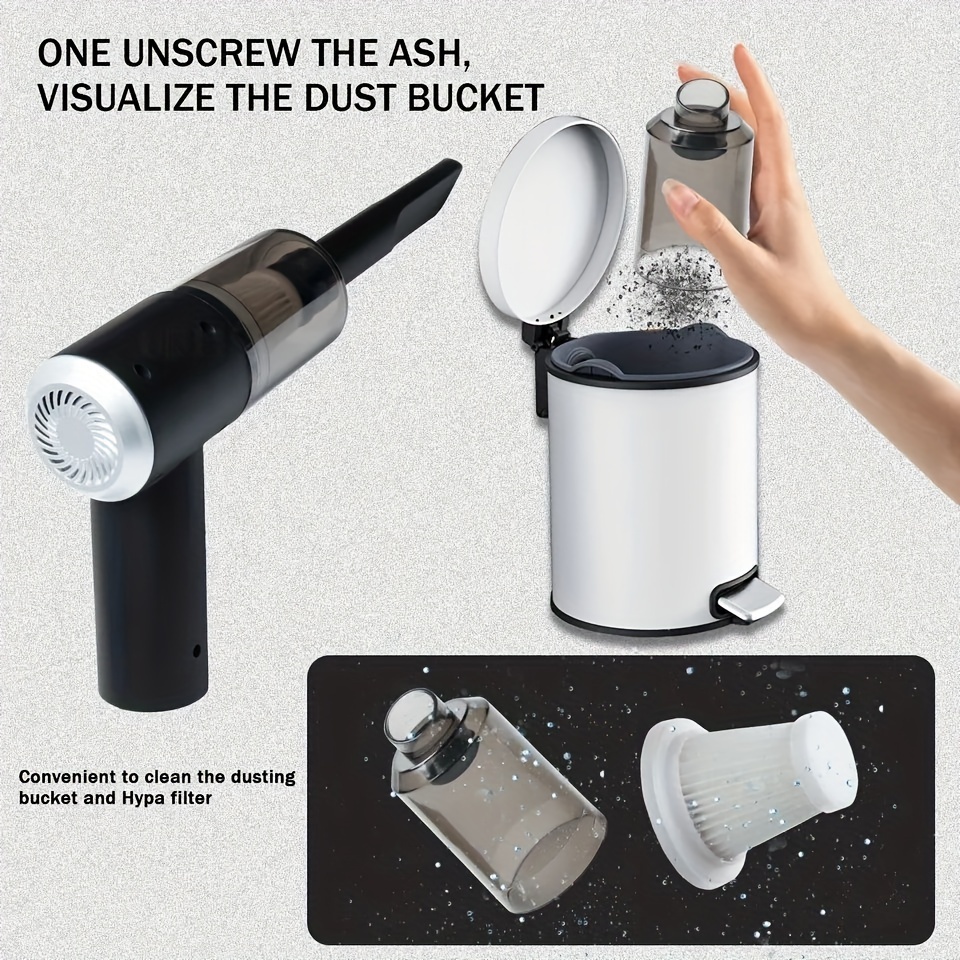 Portable Car Vacuum Cleaner, Handheld Vacuum High Power Cordless, Hand Vacuum Rechargeable Easy To Clean Car Interior, Desktop, Sofa, Keyboard, Drawer And Crevices, Small Spaces zybercart.com Extras