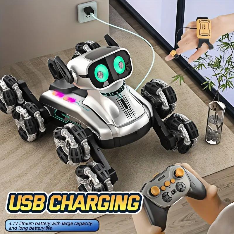 Silver Eight-wheel Stunt Dual Remote Control Robot Dog zybercart.com Technology