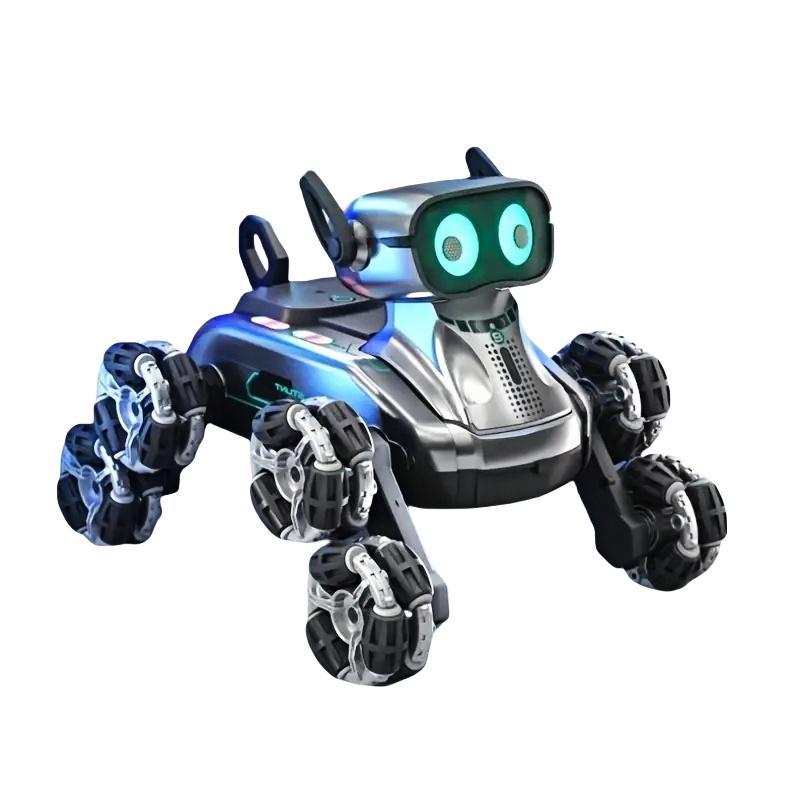 Silver Eight-wheel Stunt Dual Remote Control Robot Dog zybercart.com Technology