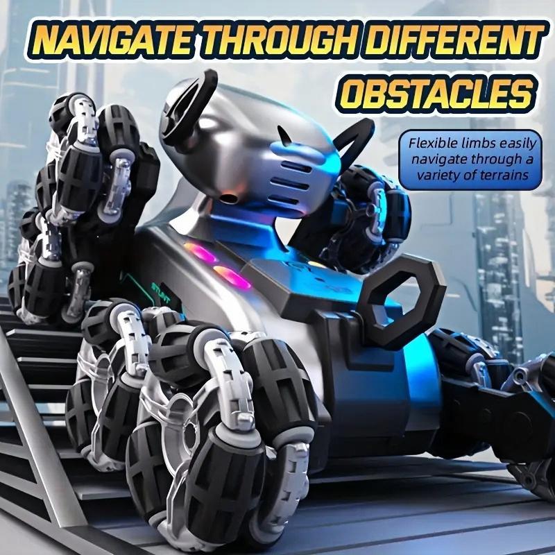 Silver Eight-wheel Stunt Dual Remote Control Robot Dog zybercart.com Technology