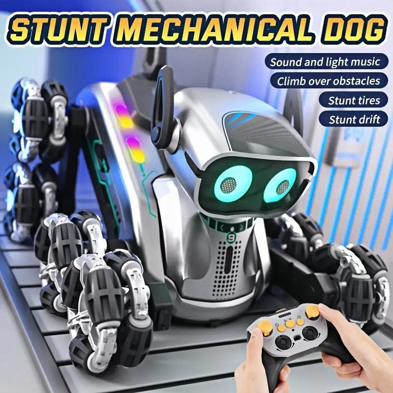 Silver Eight-wheel Stunt Dual Remote Control Robot Dog zybercart.com Technology