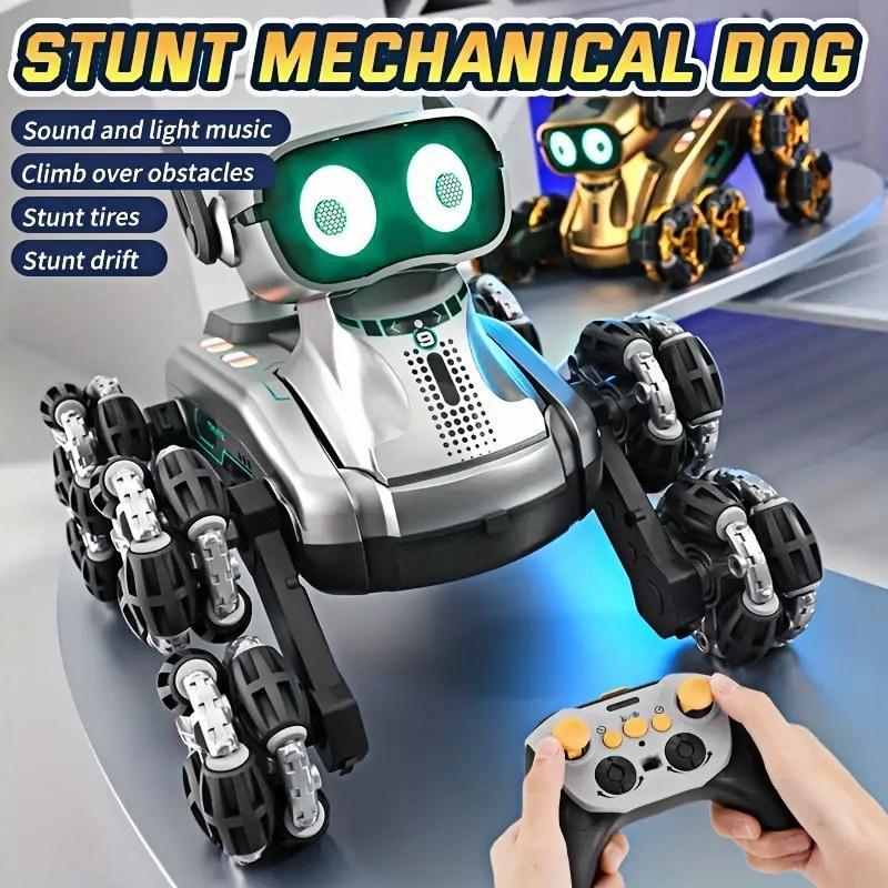 Silver Eight-wheel Stunt Dual Remote Control Robot Dog zybercart.com Technology