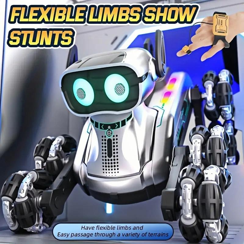 Silver Eight-wheel Stunt Dual Remote Control Robot Dog zybercart.com Technology