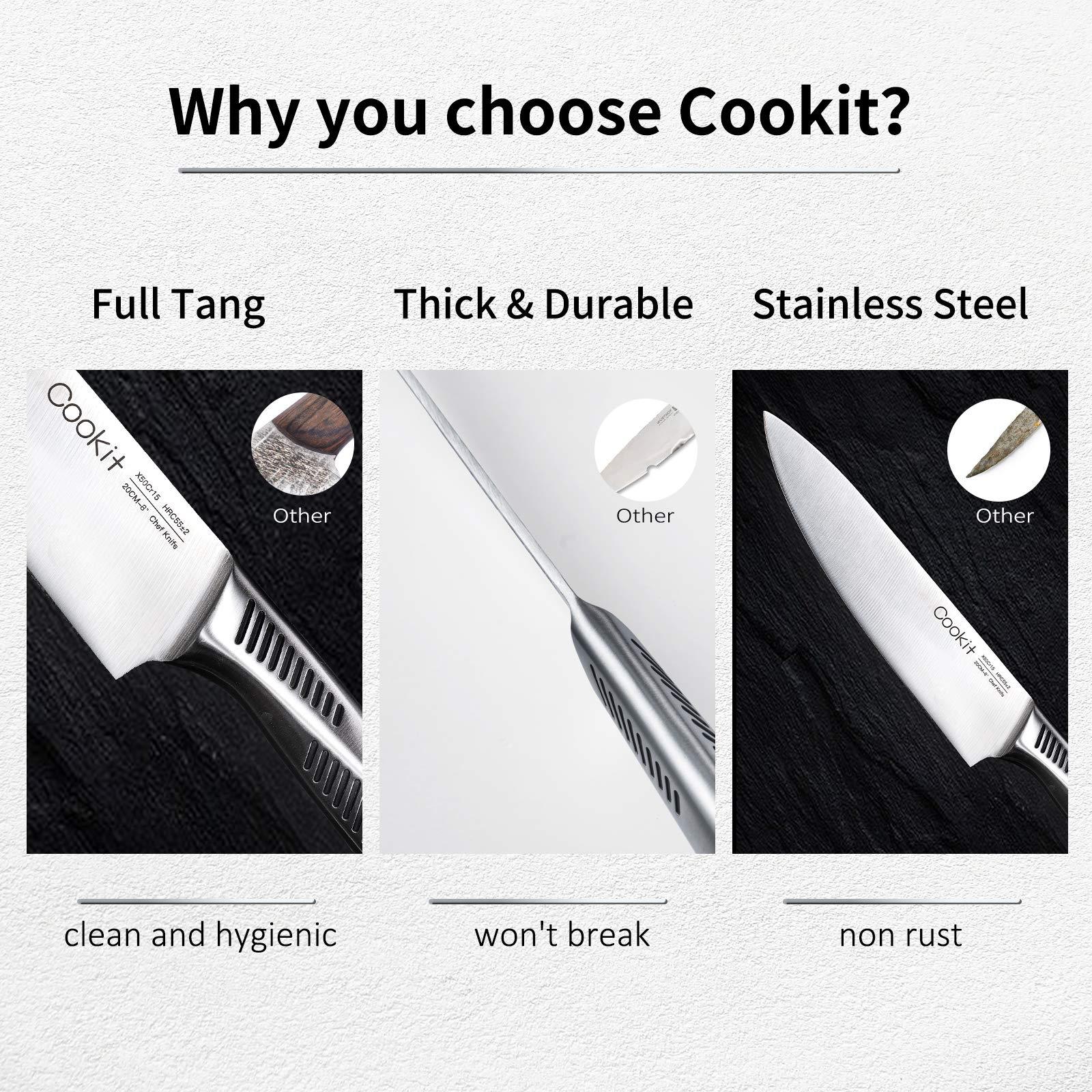 Kitchen Knife Set, 15 Piece Knife Sets with Block, Chef Knives with Non-Slip German Stainless Steel Hollow Handle Cutlery Set with Multifunctional Scissors Knife Sharpener  Amazon Platform Banned zybercart.com Extras