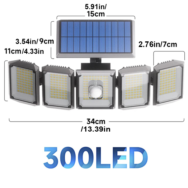 Split Waterproof Solar Outdoor Street Light 5 Side Adjustable 7000K 300 L zybercart.com Extras