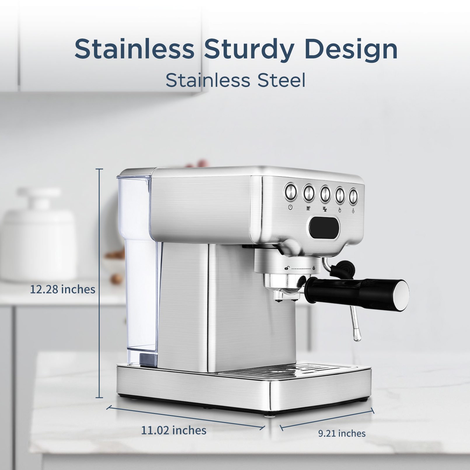 Geek Chef Espresso Machine, 20 Bar Espresso Machine With Milk Frother For Latte, Cappuccino, Macchiato, For Home Espresso Maker, 1.8L Water Tank, Stainless Steel, Ban On Amazon zybercart.com Devices
