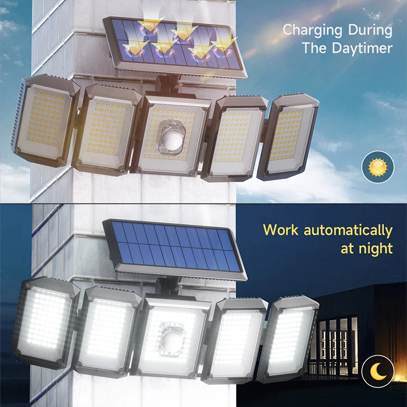Split Waterproof Solar Outdoor Street Light 5 Side Adjustable 7000K 300 L zybercart.com Extras