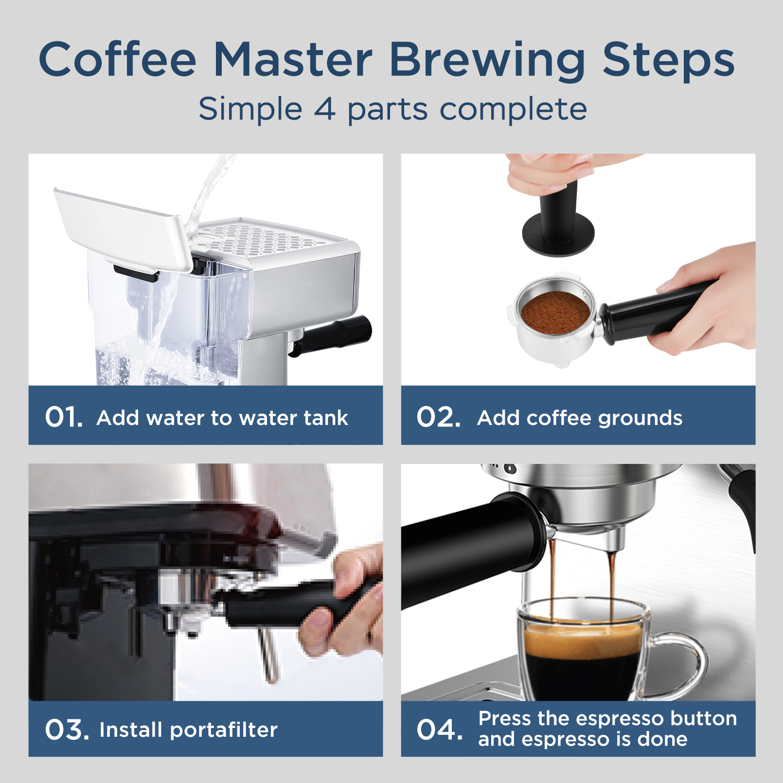 Geek Chef Espresso Machine, 20 Bar Espresso Machine With Milk Frother For Latte, Cappuccino, Macchiato, For Home Espresso Maker, 1.8L Water Tank, Stainless Steel, Ban On Amazon zybercart.com Devices