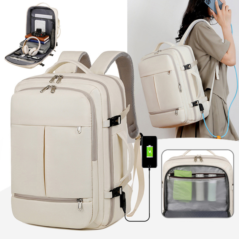 Large Capacity Backpack For Women Men Multiple Pockets And Zippers Versatile Computer Bags Business Travel Backpack zybercart.com Bags & Shoes
