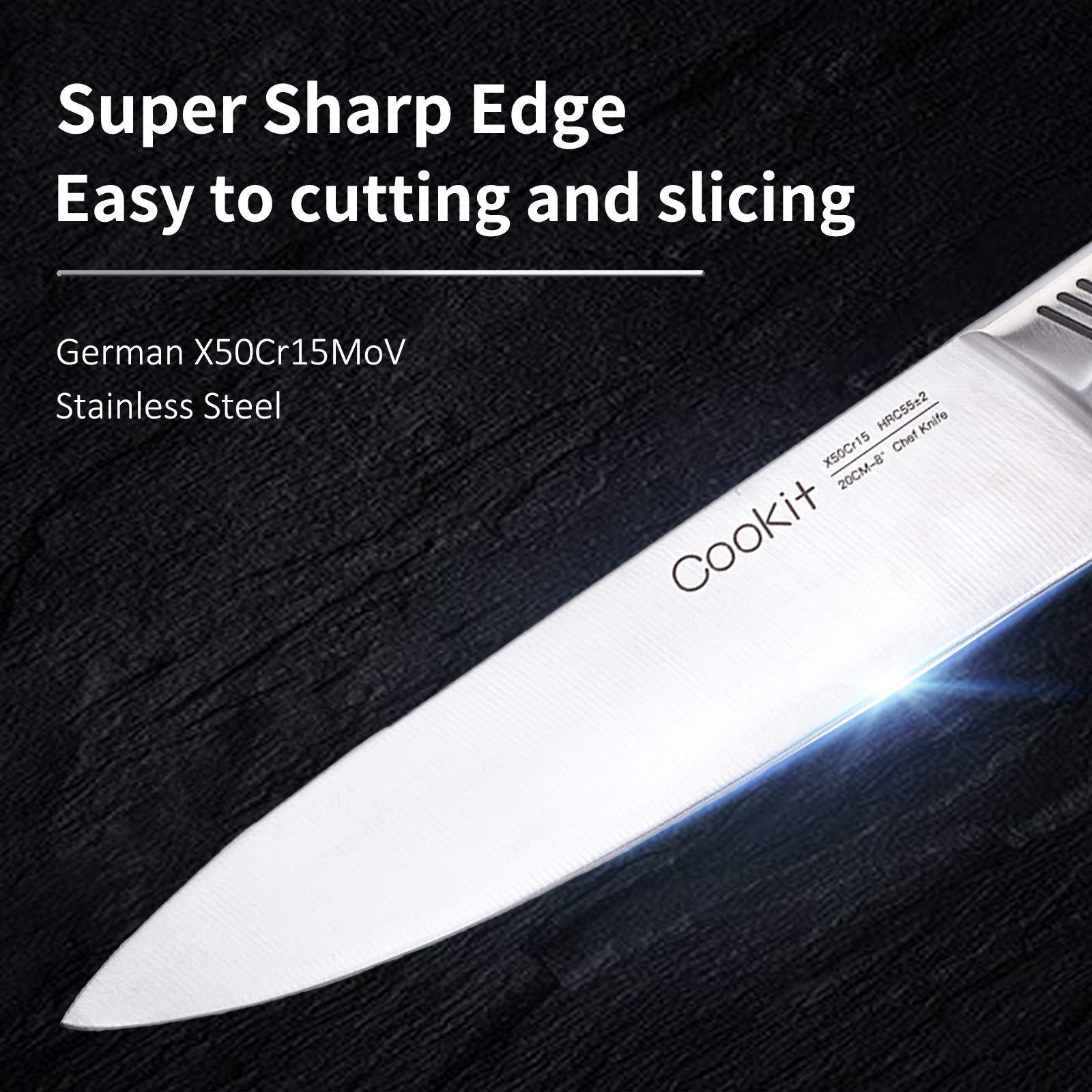 Kitchen Knife Set, 15 Piece Knife Sets with Block, Chef Knives with Non-Slip German Stainless Steel Hollow Handle Cutlery Set with Multifunctional Scissors Knife Sharpener  Amazon Platform Banned zybercart.com Extras