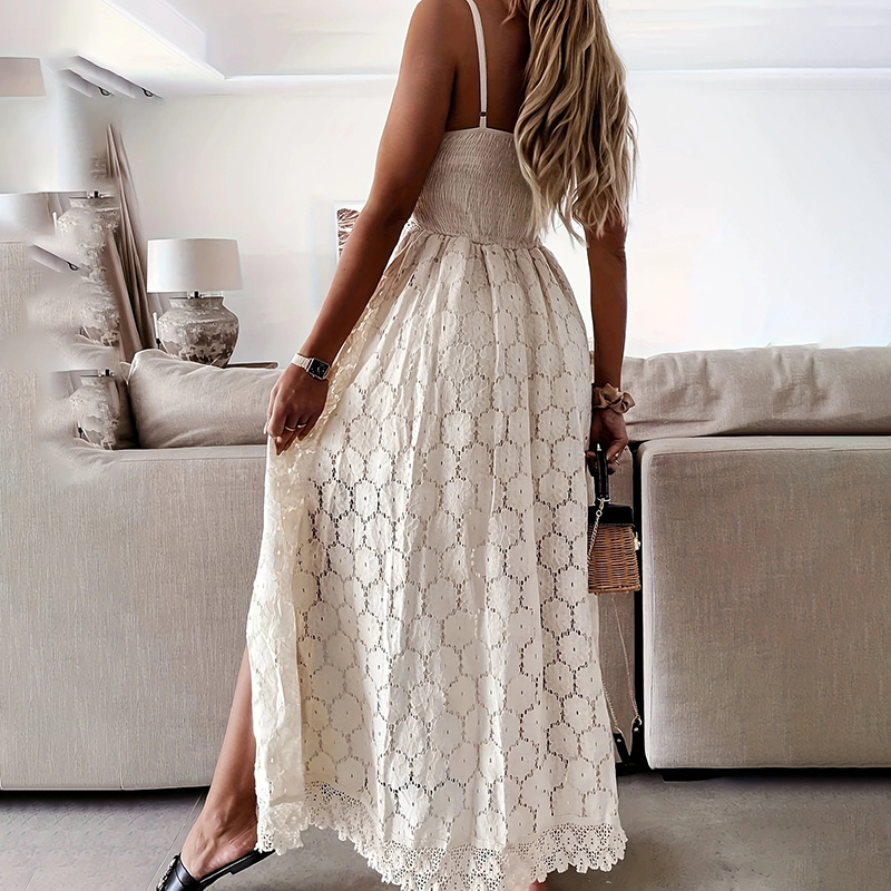 Women’s Summer Elegant Lace Jumpsuit – V-Neck Sleeveless Romper With Intricate Detailing zybercart.com Fashion