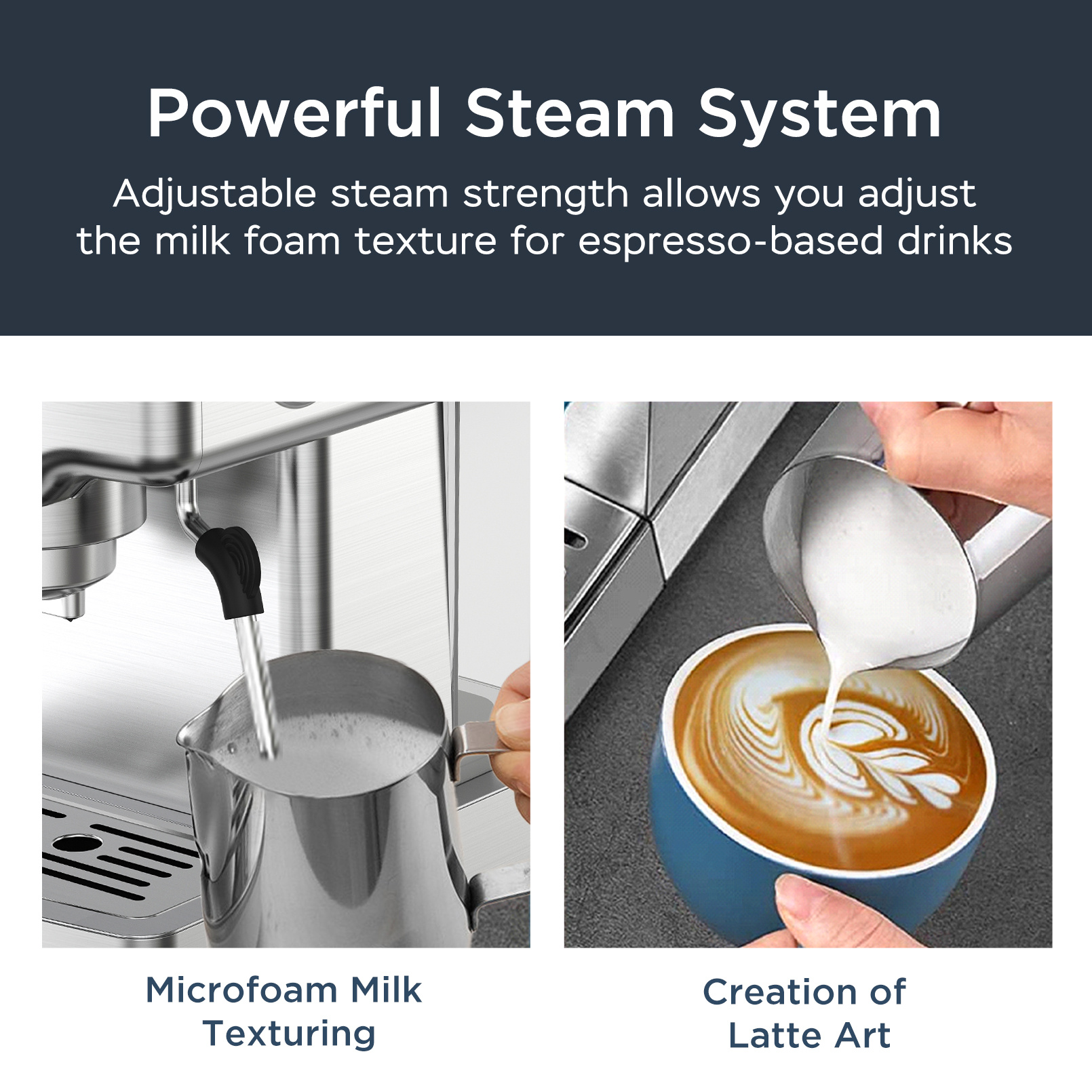Geek Chef Espresso Machine, 20 Bar Espresso Machine With Milk Frother For Latte, Cappuccino, Macchiato, For Home Espresso Maker, 1.8L Water Tank, Stainless Steel, Ban On Amazon zybercart.com Devices